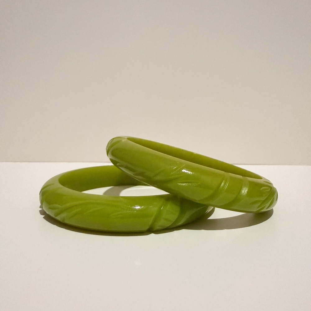 Lime Green Carved Bangles